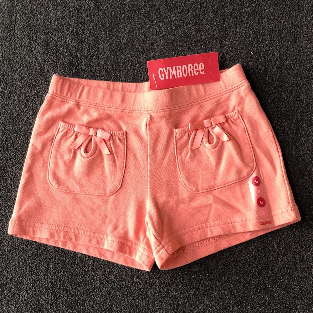 Gymboree Aloha Wahine 100% Cotton Pink Shorts With Bow Front Pockets Size 6